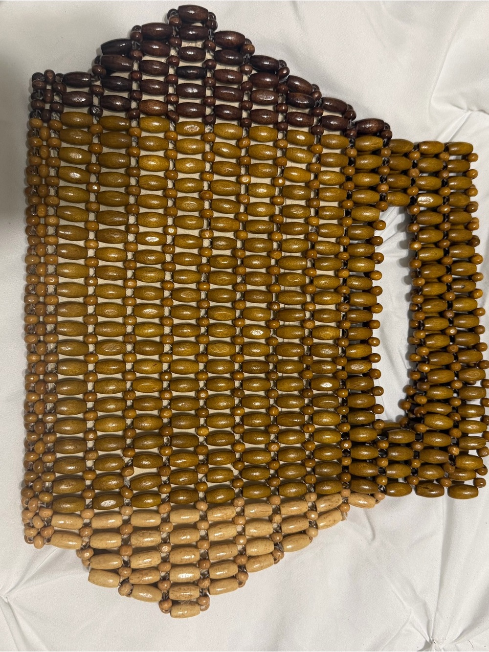 a new day Wood Bead Clutch in Brown and Tan